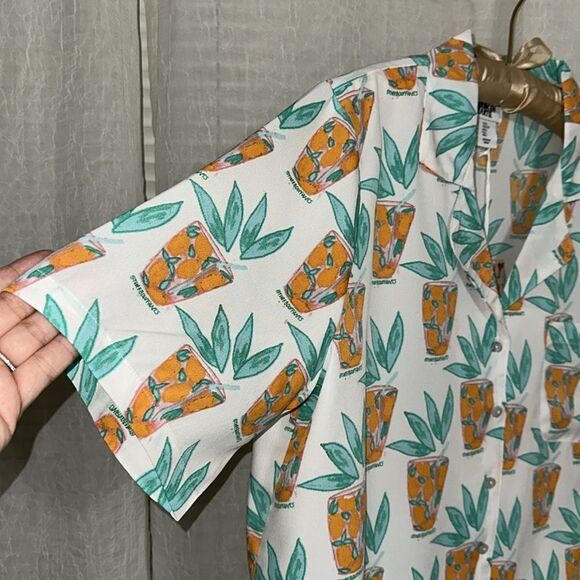 Bouffants & Broken Hearts L White Teal Orange Lemonade Print PJ Short Set - Picture 10 of 16